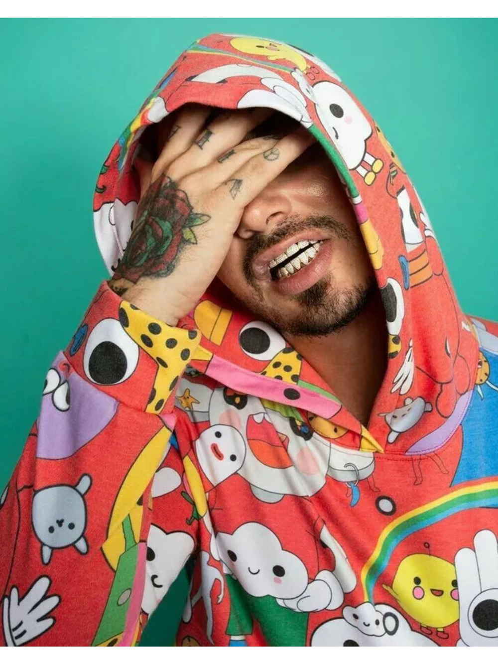 NEW J Balvin Friends With You Red Character Sweatshirt Hoodie Size XL